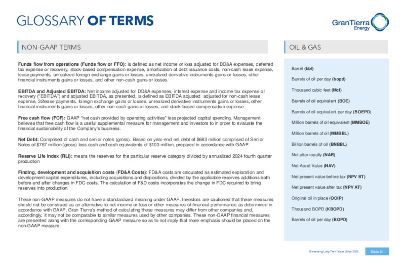 May 2025 Corporate Presentation – Gran Tierra Energy, Inc. – slide 50