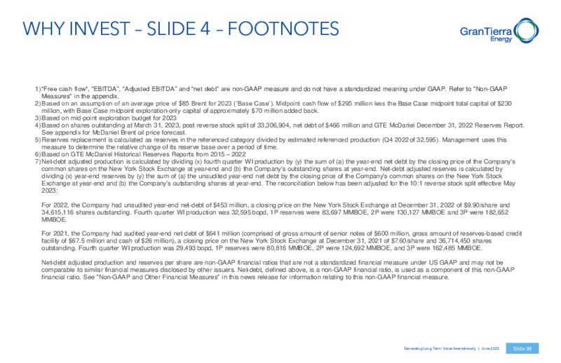 June 2023 Investor Presentation – Gran Tierra Energy, Inc. – slide 38