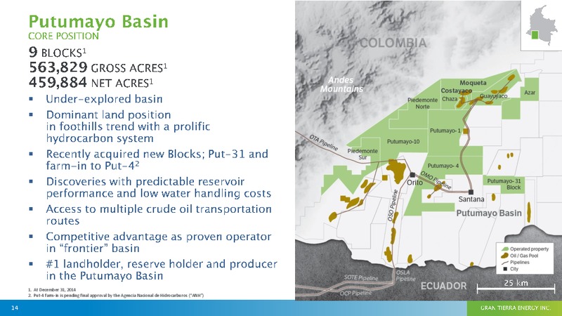 JUNE 2015 ANNUAL GENERAL MEETING – Gran Tierra Energy, Inc. – slide 13