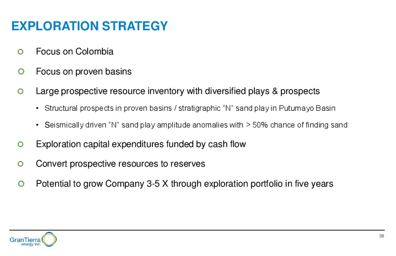 July 2016 Corporate Presentation – Gran Tierra Energy, Inc. – slide 37