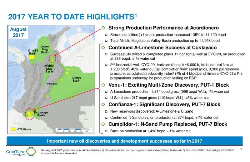 August 2017 Corporate Presentation – Gran Tierra Energy, Inc. – slide 9