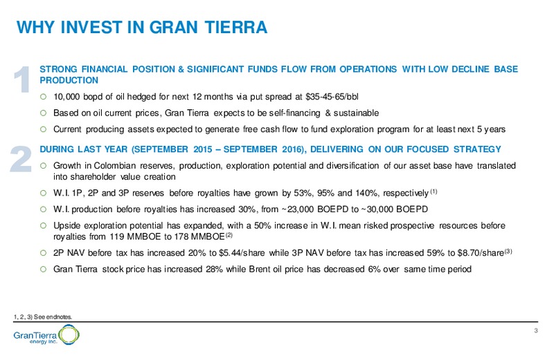 September 2016 Corporate Presentation – Gran Tierra Energy, Inc. – slide 2