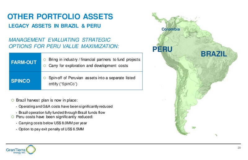 September 2016 Corporate Presentation – Gran Tierra Energy, Inc. – slide 19