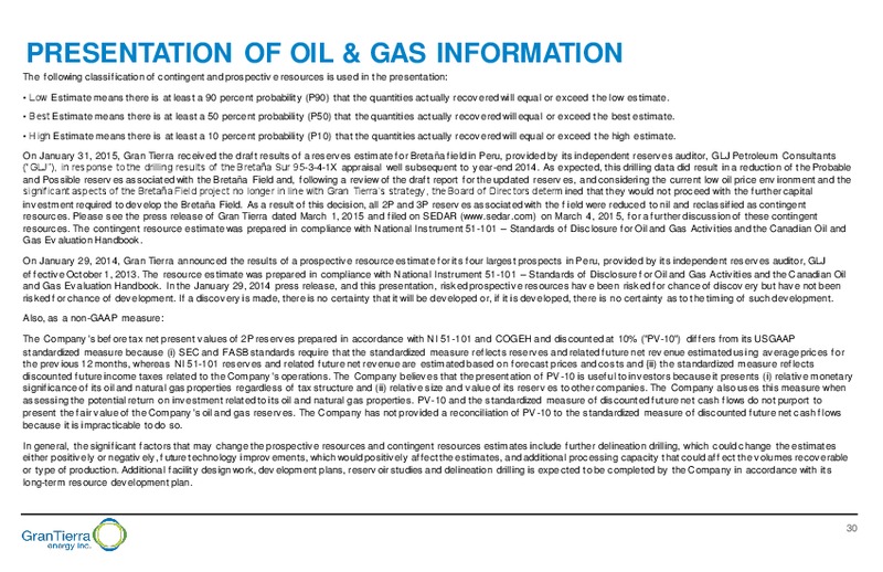 September 2016 Corporate Presentation – Gran Tierra Energy, Inc. – slide 28