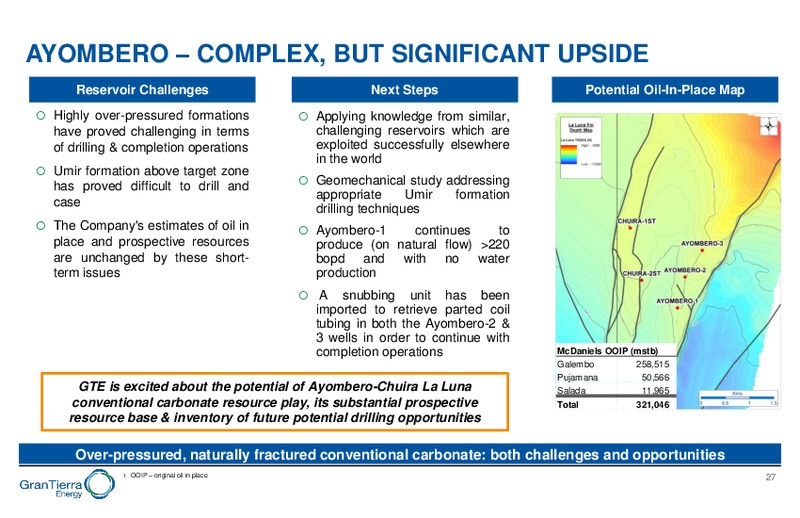 Creating Value in Colombia & Ecuador December 2019 – Gran Tierra Energy, Inc. – slide 26