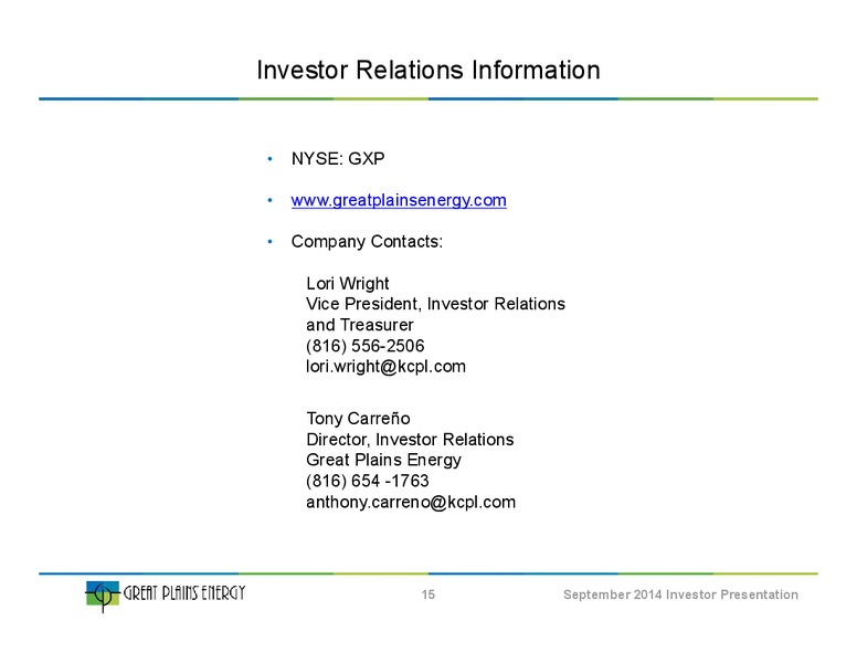 Investor Presentation – Great Plains Energy Inc – slide 14