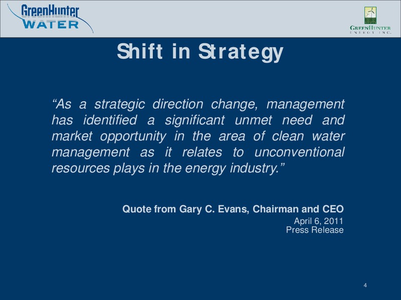 BAIRD 2011 CLEAN TECHNOLOGY CONFERENCE – Greenhunter Energy, Inc. – slide 3