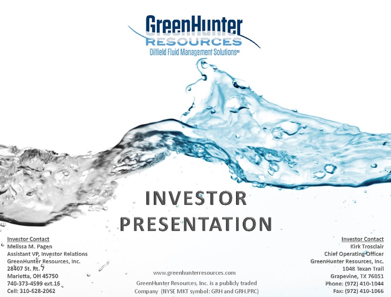 ENERCOM CONFERENCE – Greenhunter Resources, Inc. – slide 1
