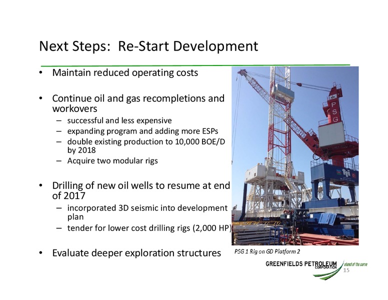 Annual General Presentation – Greensfields Petroleum – slide 14
