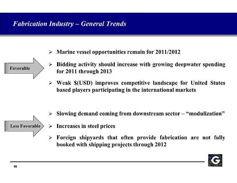 3RD ANNUAL JOHNSON RICE ENERGY CONFERENCE – Gulf Island Fabrication Inc – slide 16