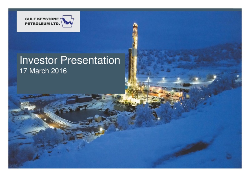 Investor Presentation – Gulf Keystone Petroleum Ltd. – slide 1