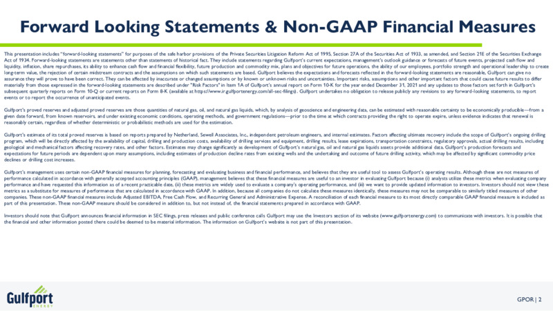 Q1 2022 Earnings Presentation – Gulfport Energy Corp. – slide 2