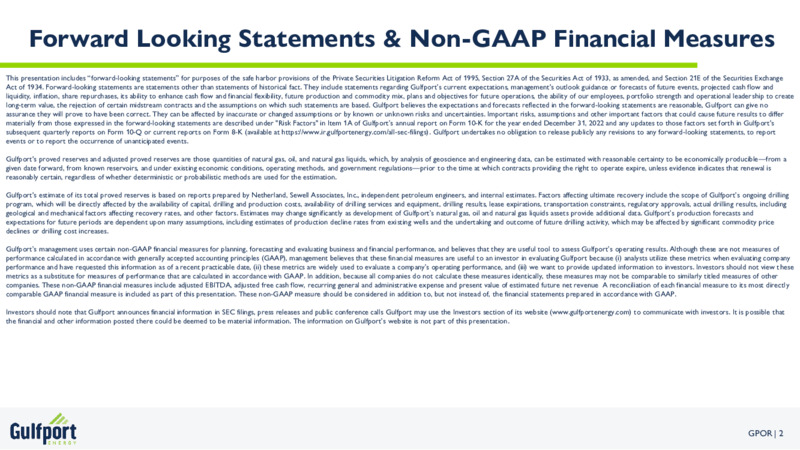 2Q 2023 Earnings Presentation – Gulfport Energy Corp. – slide 2