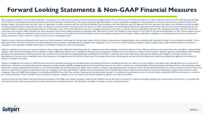 2Q 2022 Earnings Presentation – Gulfport Energy Corp. – slide 2
