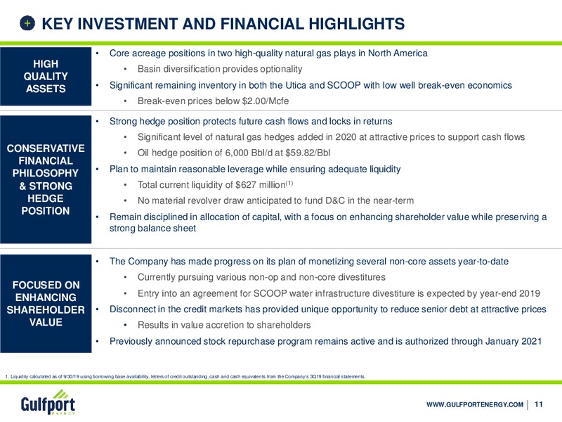 3Q 2019 Earnings Presentation – Gulfport Energy Corp. – slide 10