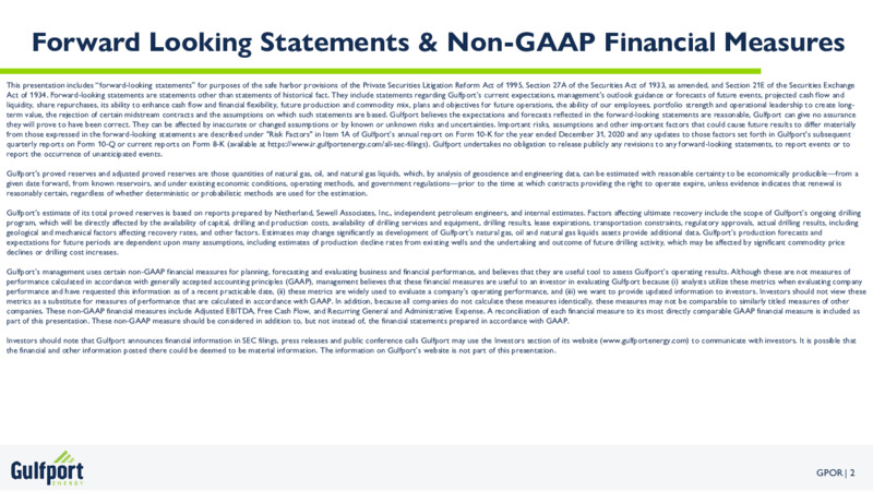 November 2021 Investor Presentation – Gulfport Energy Corp. – slide 2