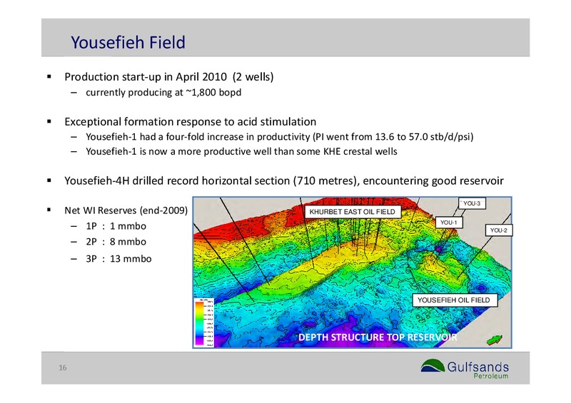 Q2 2010 EARNINGS CALL – Gulfsands Petroleum Plc – slide 16