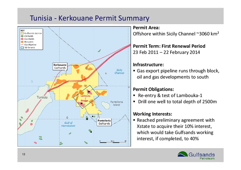 INTERIM RESULTS PRESENTATION – Gulfsands Petroleum Plc – slide 13