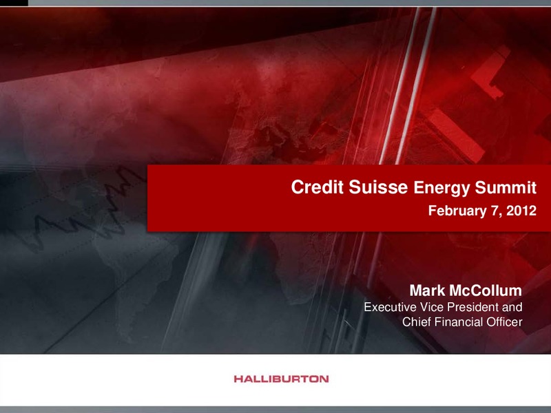 Credit Suisse Energy Summit – Halliburton – slide 1