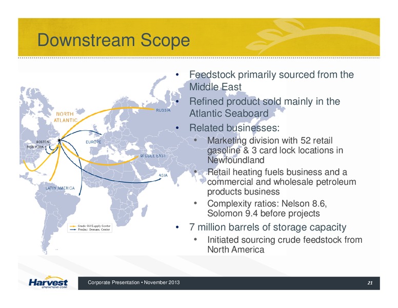 CORPORATE PRESENTATION – Harvest Operations Corp. – slide 21