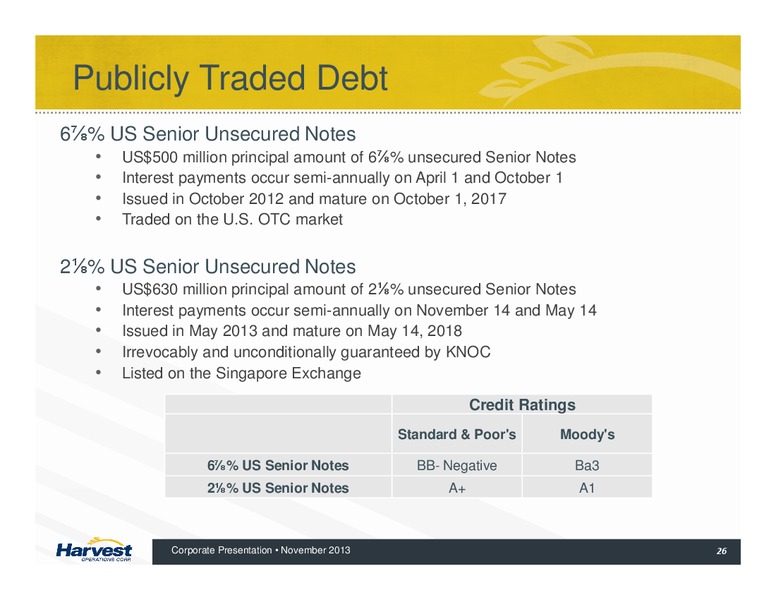 Q3 2013 EARNINGS CALL – Harvest Operations Corp. – slide 26