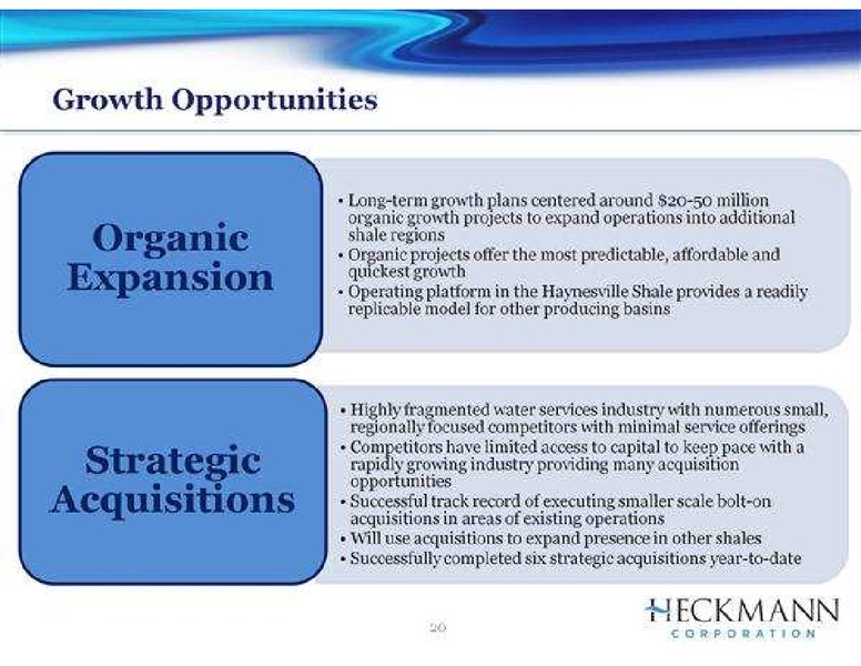 NOVEMBER 2011 INVESTOR PRESENTATION – Heckmann Corporation – slide 20