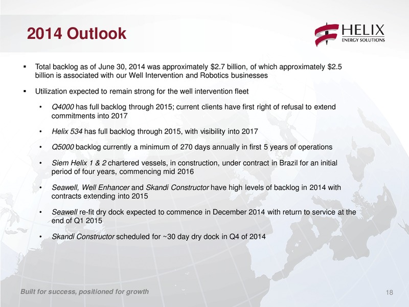 Q2 2014 CONFERENCE CALL – Helix Energy Solutions – slide 17