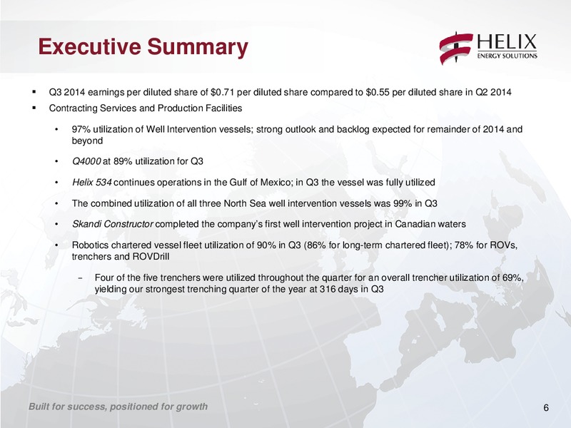 Q3 2014 CONFERENCE CALL – Helix Energy Solutions – slide 5
