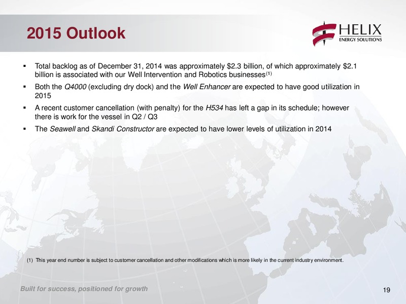 Fourth Quarter 2014 Conference Call – Helix Energy Solutions – slide 18