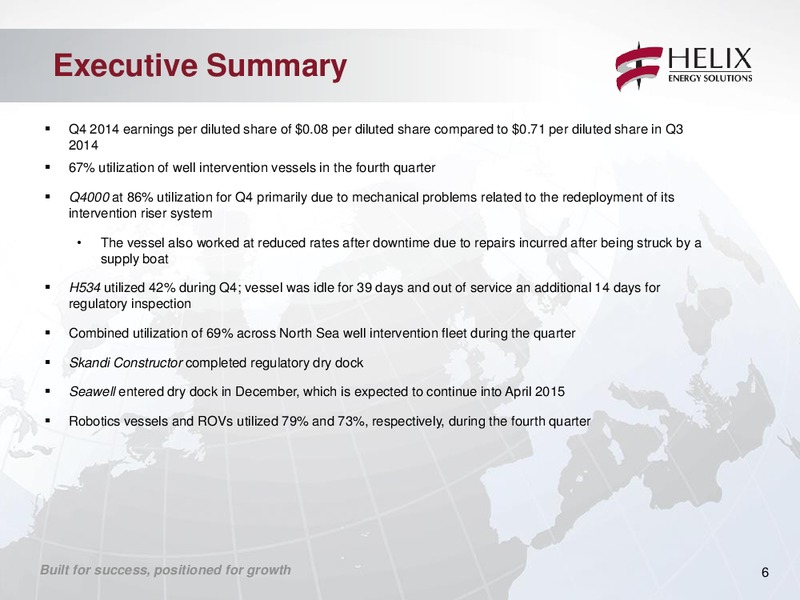 Investor Presentation Fourth Quarter 2014 – Helix Energy Solutions – slide 5