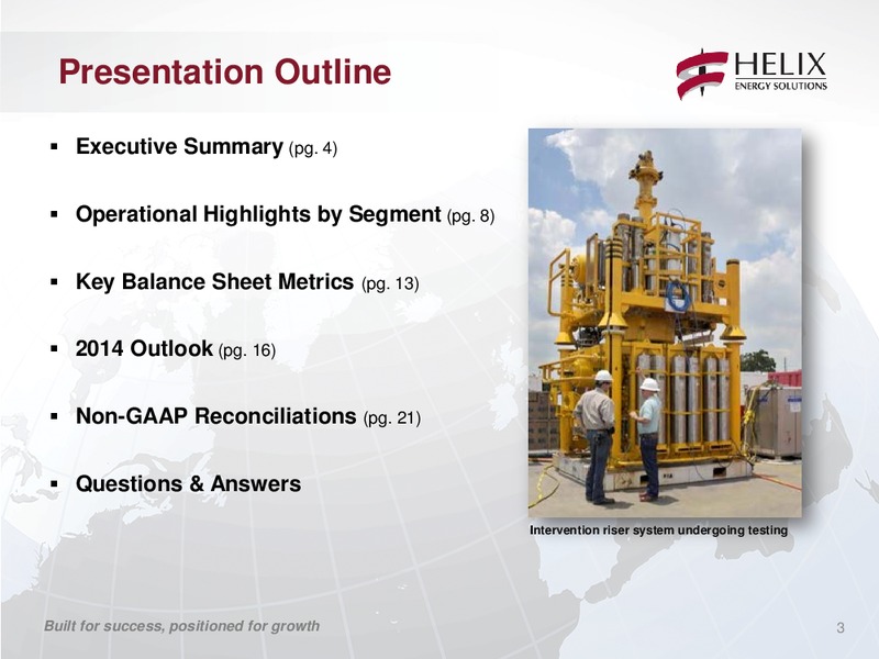 Second Quarter 2014 Conference Call – Helix Energy Solutions – slide 2
