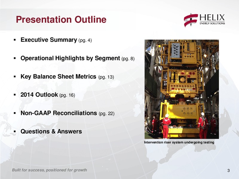 Third Quarter 2014 Conference Call – Helix Energy Solutions – slide 2
