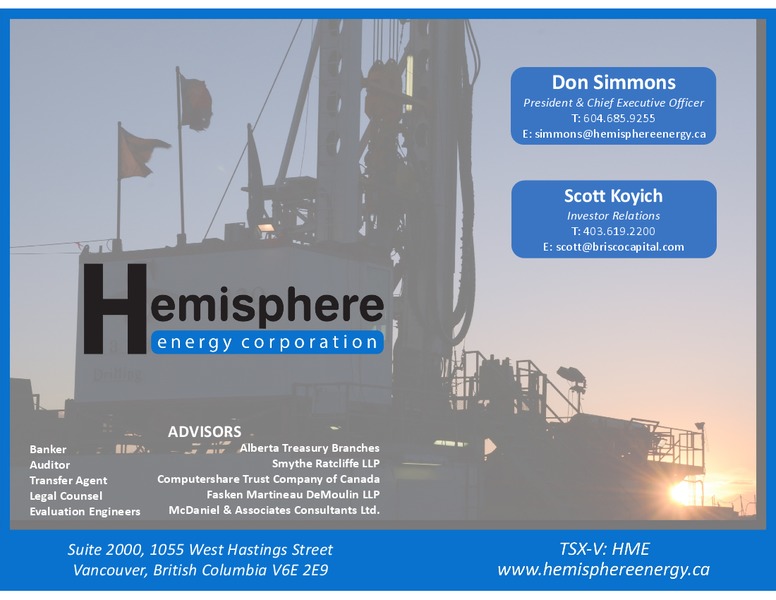 INVESTOR PRESENTATION – Hemisphere Energy Corp – slide 12