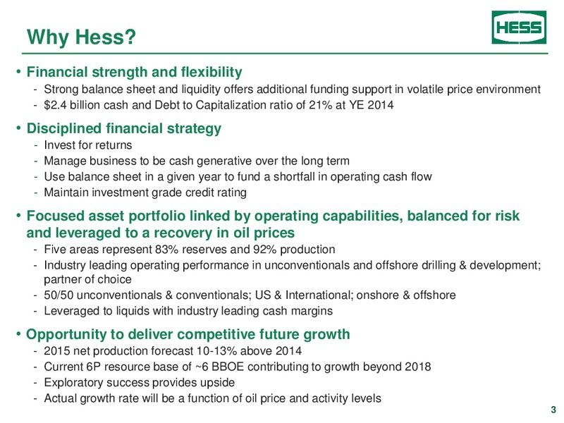 CREDIT SUISSE ENERGY SUMMIT – Hess Corp – slide 2
