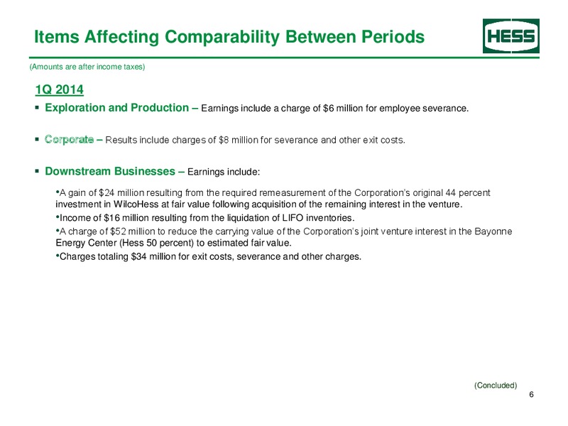 Second Quarter 2014 – Hess Corp – slide 7