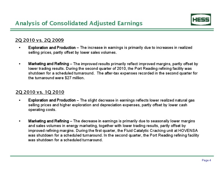 2Q 2010 Earnings Results – Hess Corp – slide 5