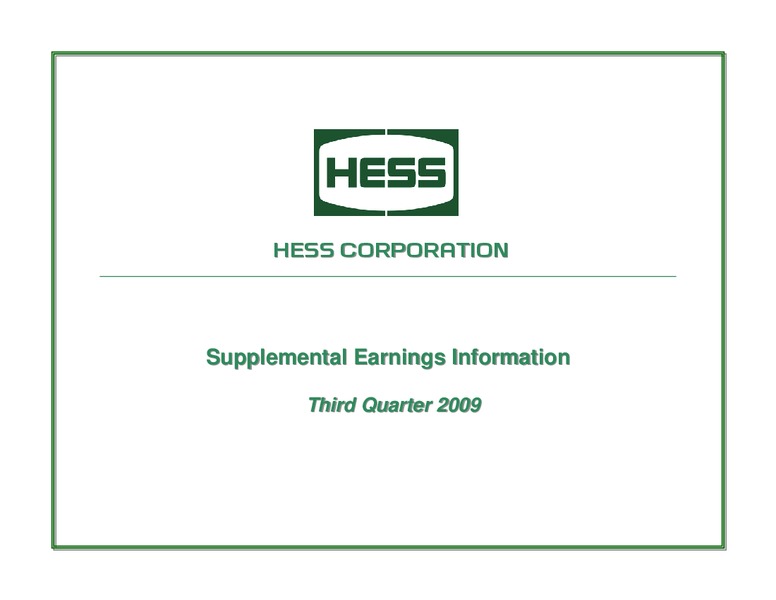 3Q 2019 Supplemental Earnings Information – Hess Corp – slide 1