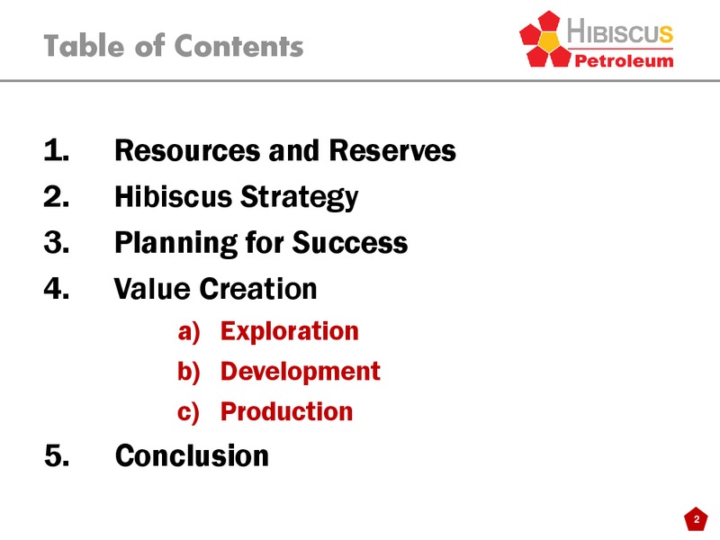INVESTOR PRESENTATION – Hibiscus Petroleum – slide 2