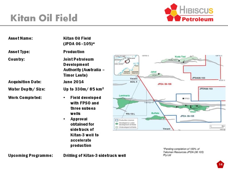 INVESTOR PRESENTATION – Hibiscus Petroleum – slide 14