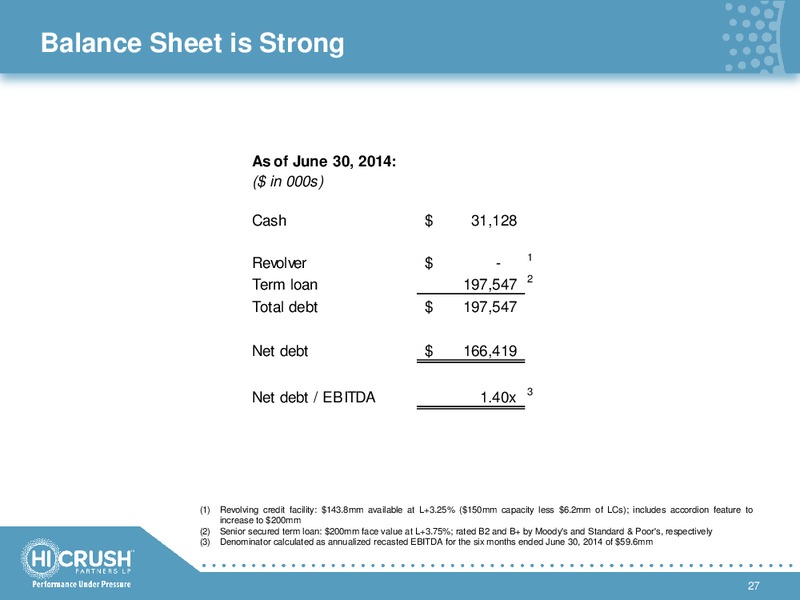 INVESTOR PRESENTATION – Hi-Crush Partners Lp – slide 26