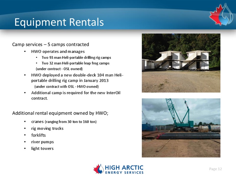 Investor Presentation – High Arctic Energy Services – slide 11