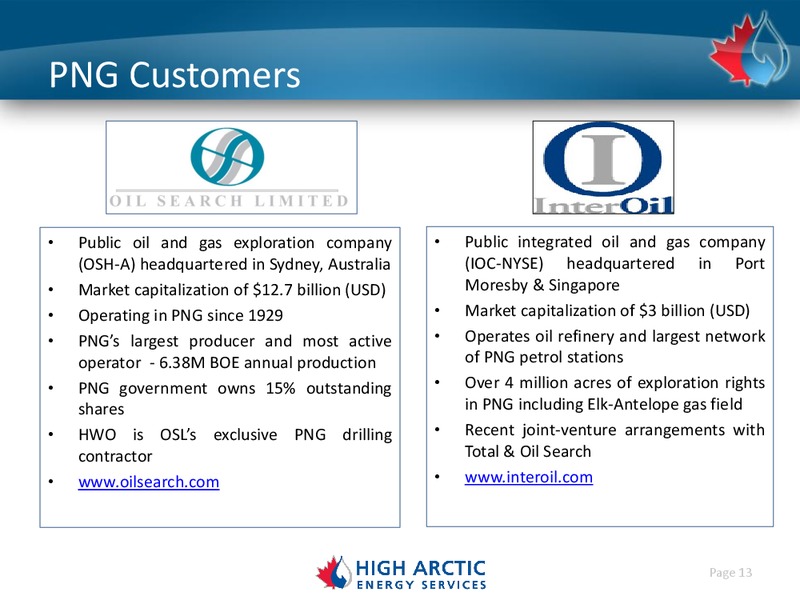 Investor Presentation – High Arctic Energy Services – slide 12