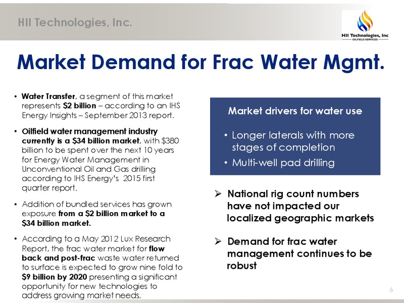 FEBRUARY 2015 CORPORATE PRESENTATION – Hii Technologies Inc. – slide 5