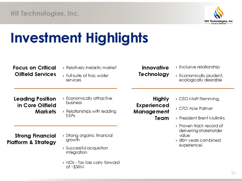 FEBRUARY 2015 CORPORATE PRESENTATION – Hii Technologies Inc. – slide 32
