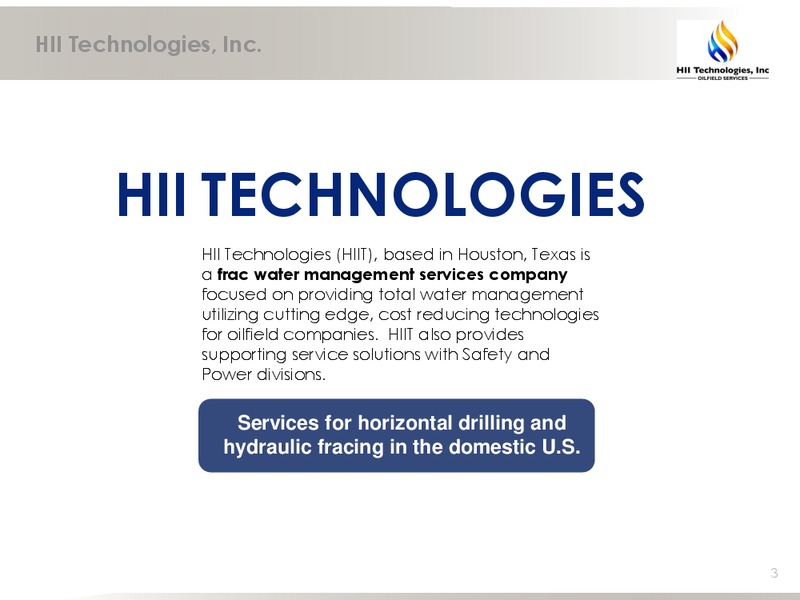 Corporate Presentation – Hii Technologies Inc. – slide 2