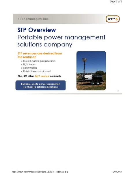 DECEMBER 2014 CORPORATE PRESENTATION – Hii Technologies Inc. – slide 21