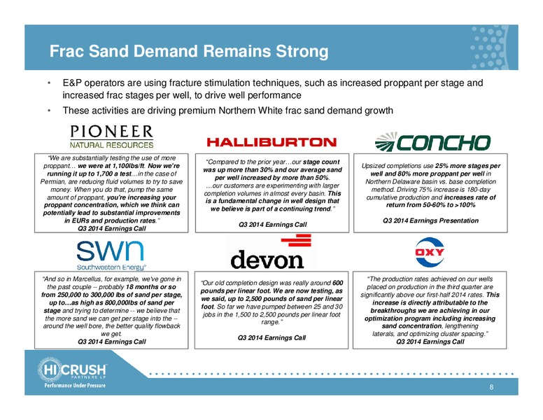 UBS MLP ONE ON ONE CONFERENCE – Hi-Crush Partners Lp – slide 7