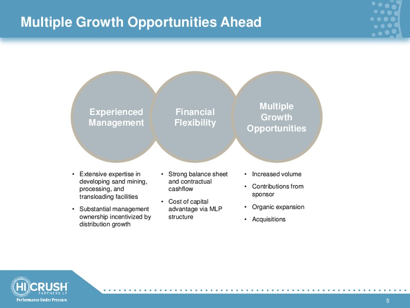 BARCLAYS OILFIELD TOUR AND EMERGING GROWTH COMPANY FORUM – Hi-Crush Partners Lp – slide 4