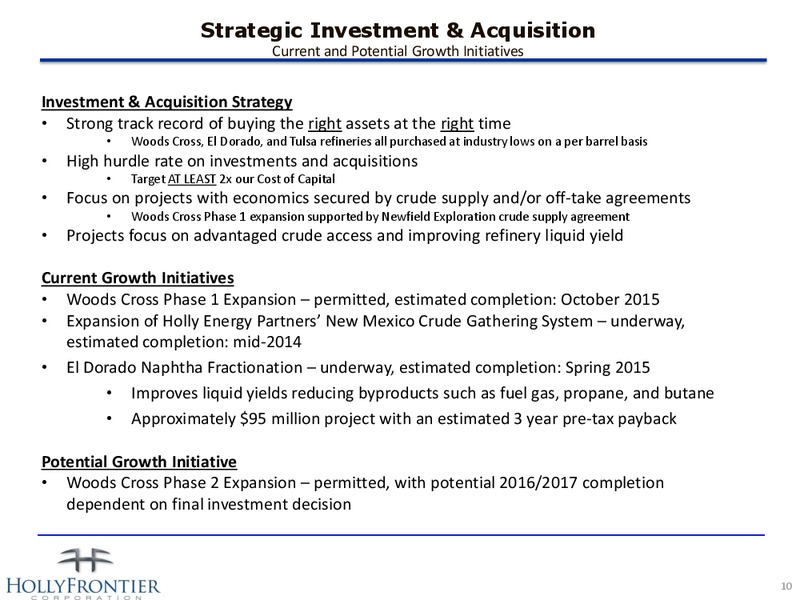 Investor Presentation – Hollyfrontier Corporation – slide 10