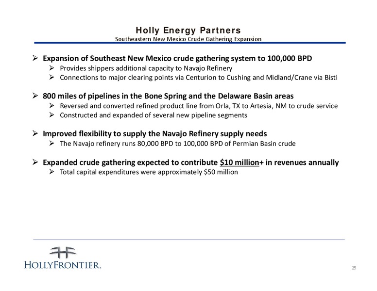 INVESTOR PRESENTATION – Hollyfrontier Corporation – slide 25